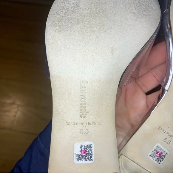 Larroud'e Vivi Lucite Hi Mule Silver Speccio - Size 6.5 - Picture 8 of 9